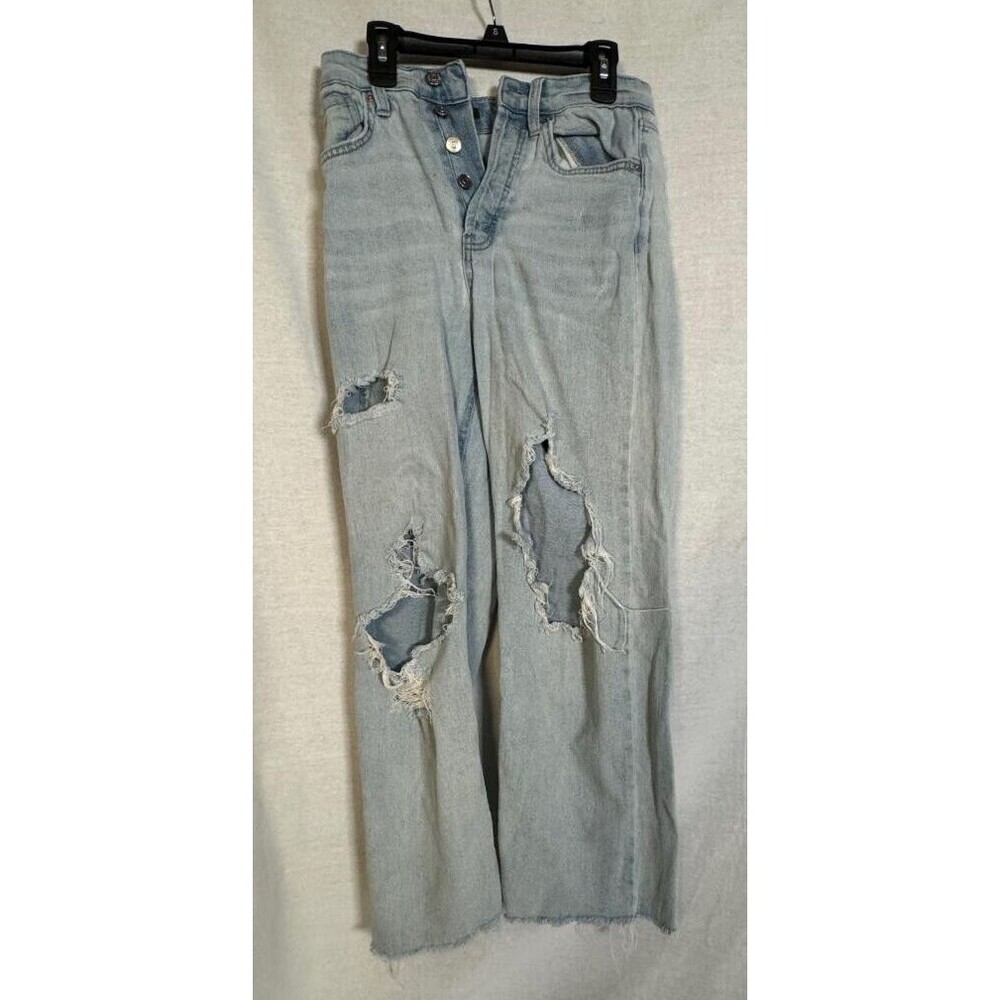 Wild Fable Womens Blue Jeans High Rise Stretch Distressed Button Zip Size 2